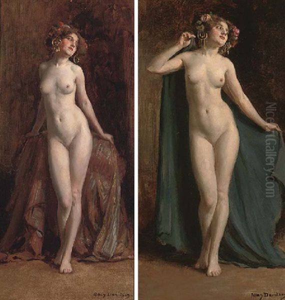 Standing Female Nude (2 Works) Oil Painting by Allan Douglas Davidson