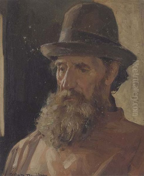 Study Of A Bearded Man Oil Painting by Allan Douglas Davidson