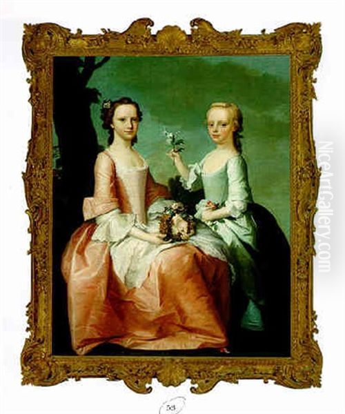 Portrait Of Two Young Girls by Jeremiah Davidson