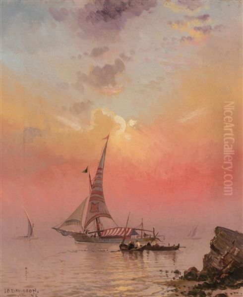 Sail In Sunset Oil Painting by Julian O. Davidson