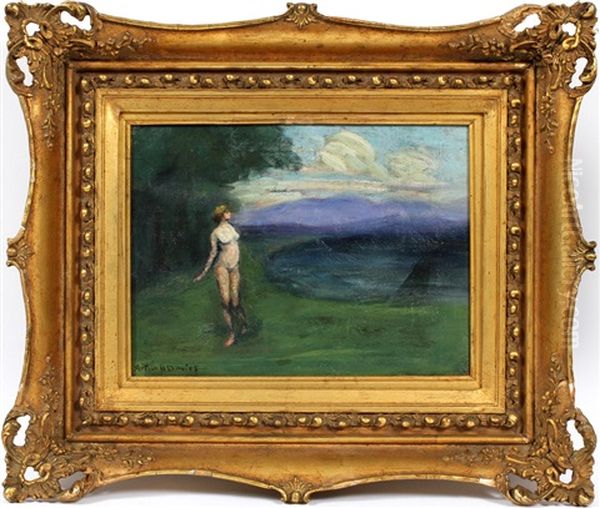 Nude By A Lake Oil Painting by Arthur B. Davies