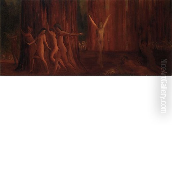 A Mighty Forest -- Maenads Oil Painting by Arthur B. Davies