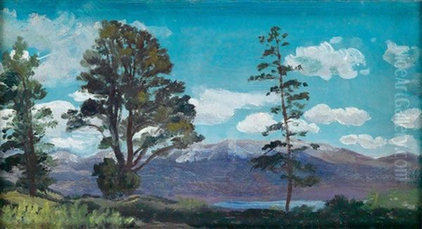 Three Views Of Colorado Oil Painting by Arthur B. Davies