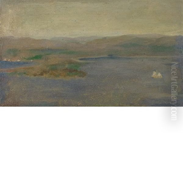 Sailboats On The Hudson Oil Painting by Arthur B. Davies