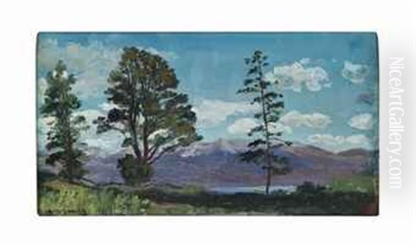 Twin Lakes, Colorado; And A Companion Painting Of Aurora, Colorado (2 Works) Oil Painting by Arthur B. Davies