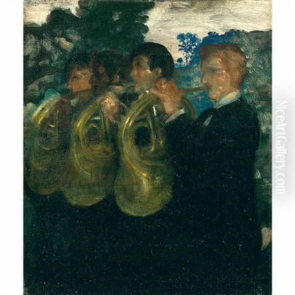 The Horn Players Oil Painting by Arthur B. Davies