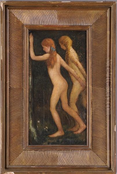 Two Nude Girls Oil Painting by Arthur B. Davies