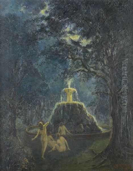 Forest Nymphs In Moonlight Oil Painting by Arthur B. Davies