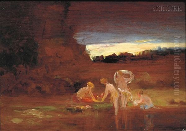 Bathers At Dusk Oil Painting by Arthur B. Davies