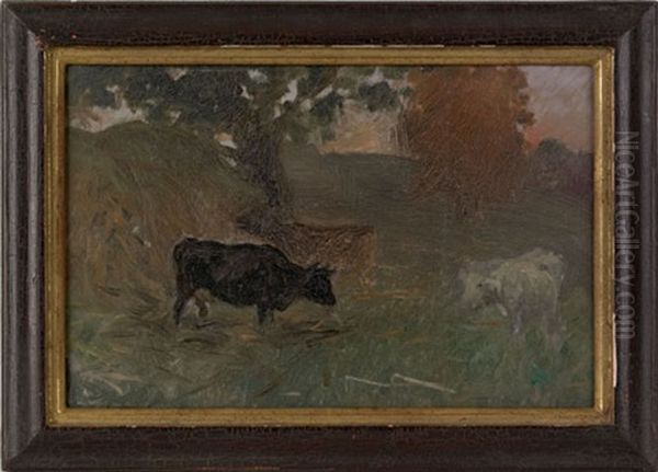 Landscape With Cows Oil Painting by Arthur B. Davies