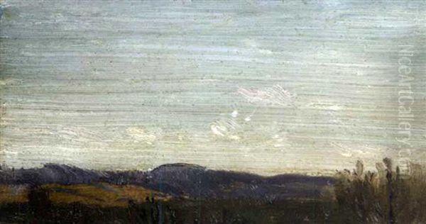 South Orchard, Rockland Lake (+ Sketch Of Trees And Brush, Verso) Oil Painting by Arthur B. Davies