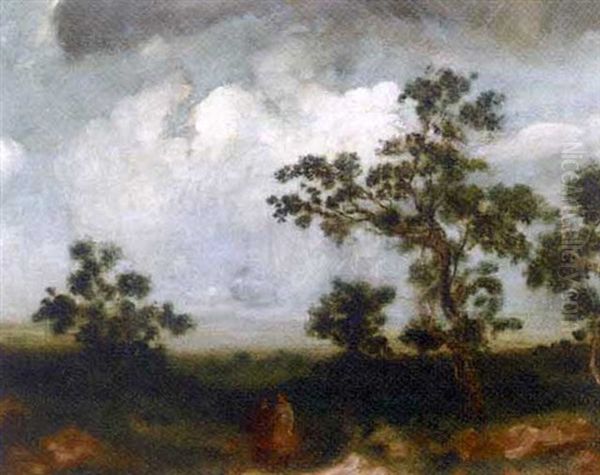 Shadows Falling In A Landscape Oil Painting by Arthur B. Davies