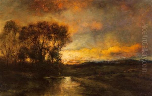 Rowing At Dusk Oil Painting by Charles P. Appel