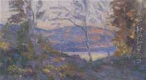 Autumn Rockland Lake Oil Painting by Arthur B. Davies