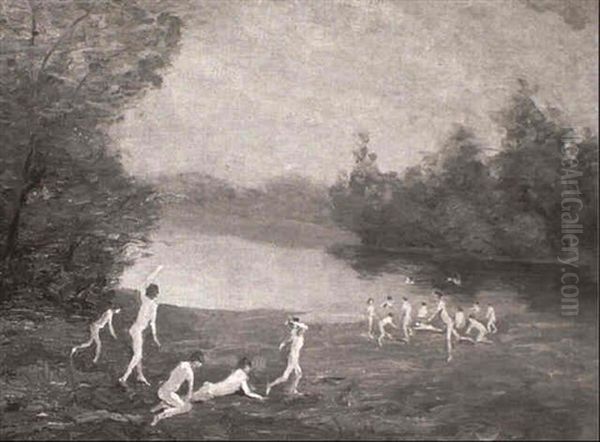 Nudes Frolicking Oil Painting by Arthur B. Davies