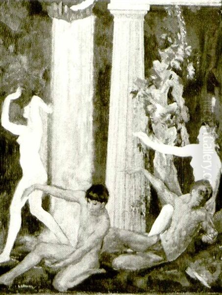 Nymphs And Satyrs Oil Painting by Arthur B. Davies