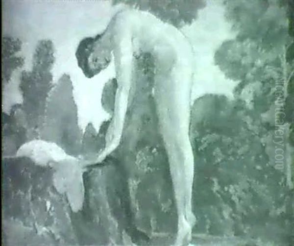 Female Nude In Landscape Oil Painting by Arthur B. Davies