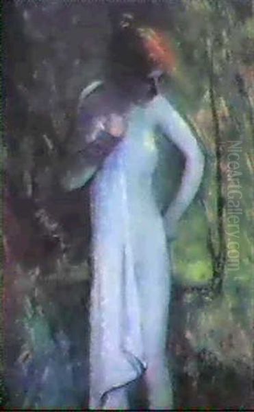 Half-draped Nude In A Forest Oil Painting by Arthur B. Davies