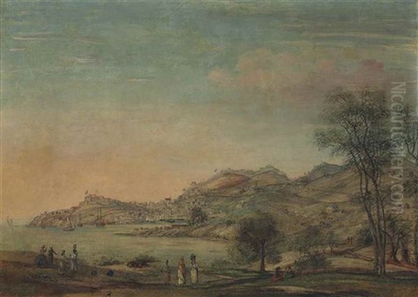 A View Of The Town Of St George And Richmond Heights, Grenada Oil Painting by Captain Thomas Davies