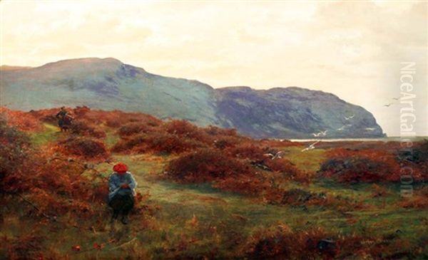 Picking Blackberries Oil Painting by James Hey Davies