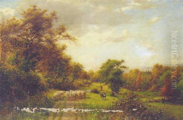 Returning Home With The Flock Oil Painting by James Hey Davies