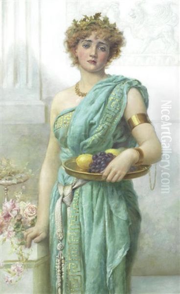 Classical Maiden Oil Painting by Norman Prescott Davies