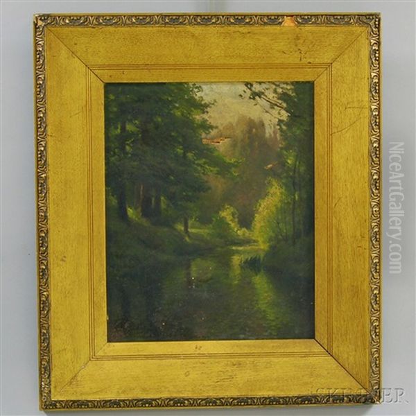 Barbizon Landscape Oil Painting by Charles Harold Davis