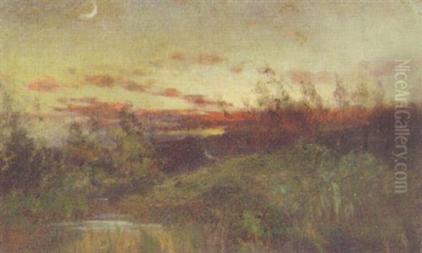 Red Skies At Dusk Oil Painting by Charles Harold Davis