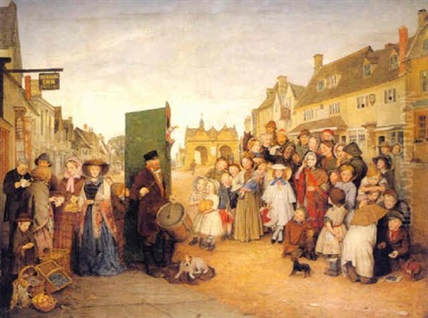 Market Scene, With A Performance Of Punch by Edward Thompson Davis