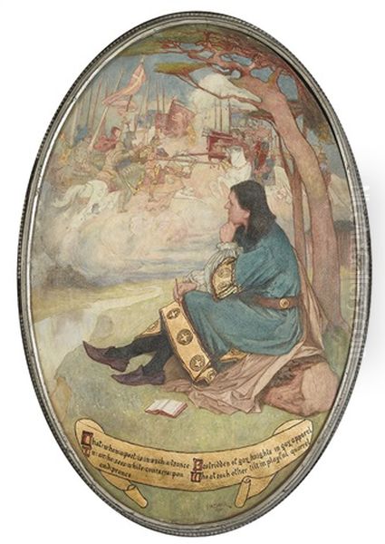 That, When A Poet Is In Such A Trance . . . Oval (from To My Brother George) Oil Painting by Frederick William Davis