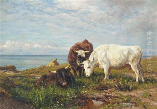 Along The Cliff-tops Oil Painting by Henry William Banks Davis