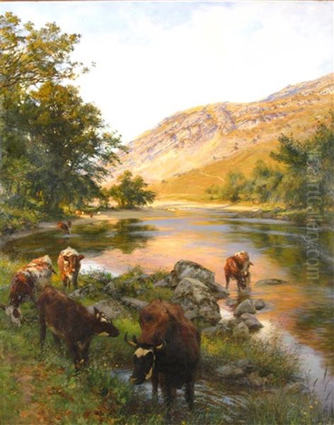 In The River Bed, Upper Wye Oil Painting by Henry William Banks Davis