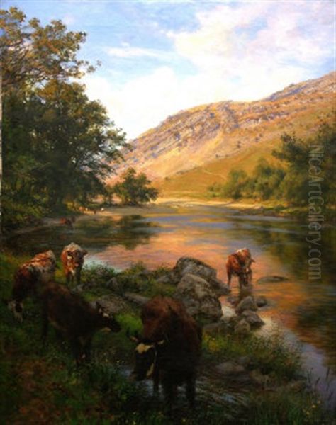 In The River Bed, Upper Wye Oil Painting by Henry William Banks Davis