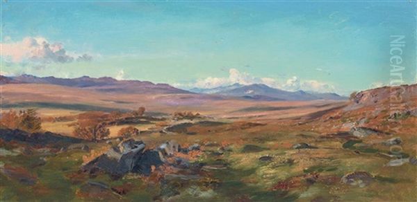 Snowdon From Trawsfynydd, Wales (+ Loch Maree, Scotland; 2 Works) Oil Painting by Henry William Banks Davis