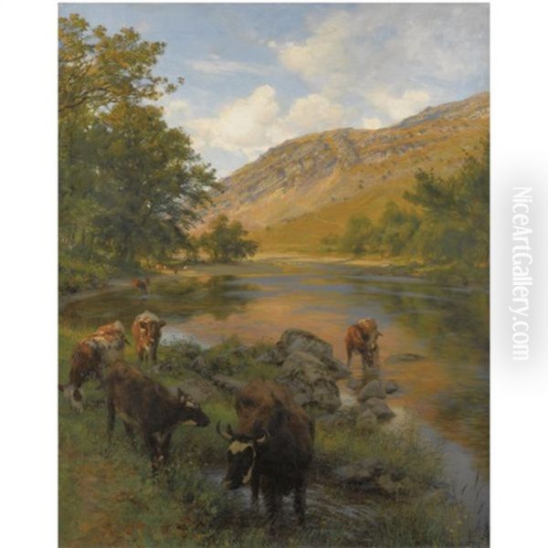 In The River Bed, Upper Wye Oil Painting by Henry William Banks Davis