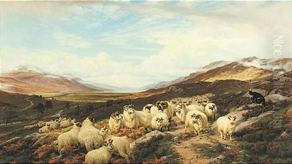 Gathering The Flocks, Loch Maree Oil Painting by Henry William Banks Davis