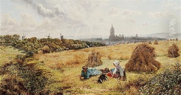 Harvest Scene, Boulogne Oil Painting by Henry William Banks Davis