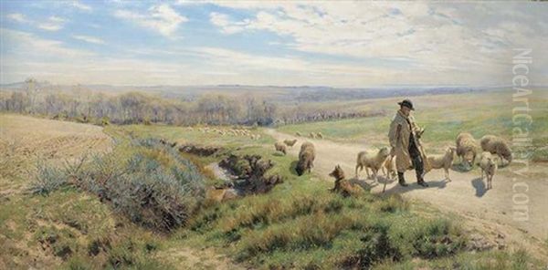 A Spring Morning Oil Painting by Henry William Banks Davis