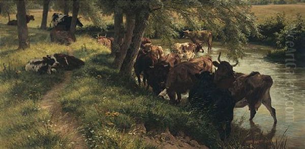 A Shady Spot On A Summers Day Oil Painting by Henry William Banks Davis