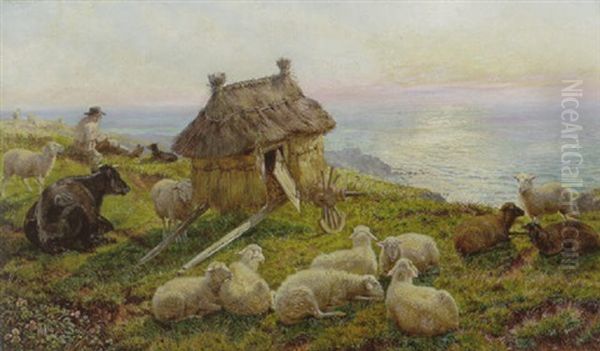 On The Cliffs, Picardy Oil Painting by Henry William Banks Davis