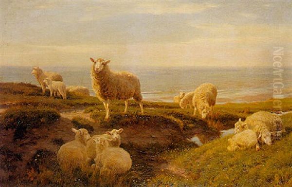 Sheep Grazing Near A Shore by Henry William Banks Davis