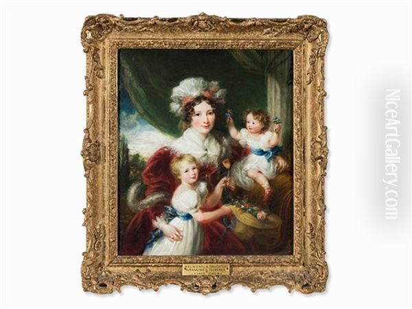 Mrs Hill & Her Daughters Oil Painting by John Phillip (Pope) Davis