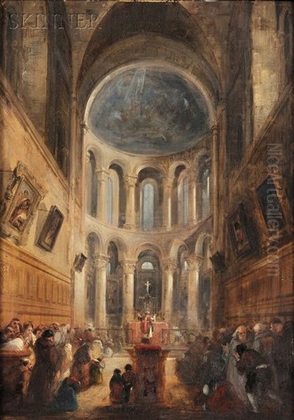 Interior Of A Church Oil Painting by John Scarlett Davis