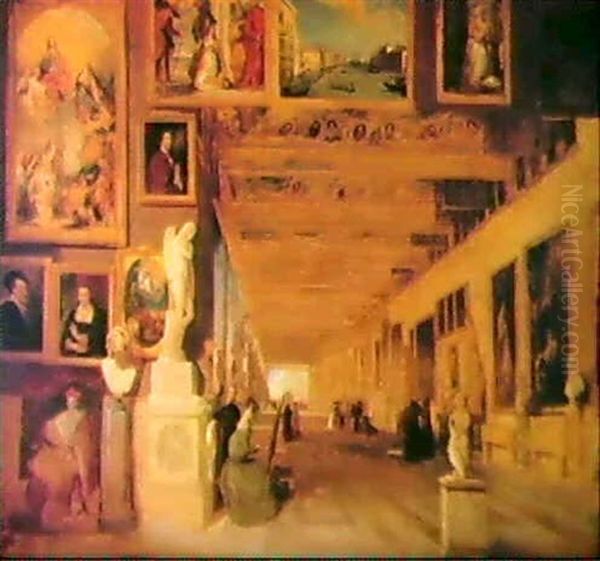 The Long Gallery Of The Uffizi Oil Painting by John Scarlett Davis