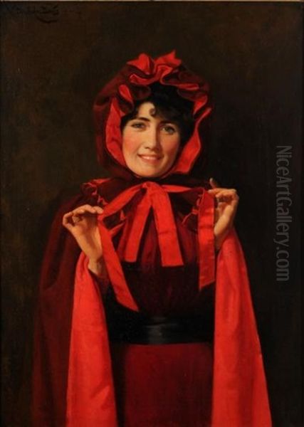 Red Riding Hood; Portrait Of A Young Lady Said To Be Miss Butcher Of Nottingham by Noel Denholm Davis