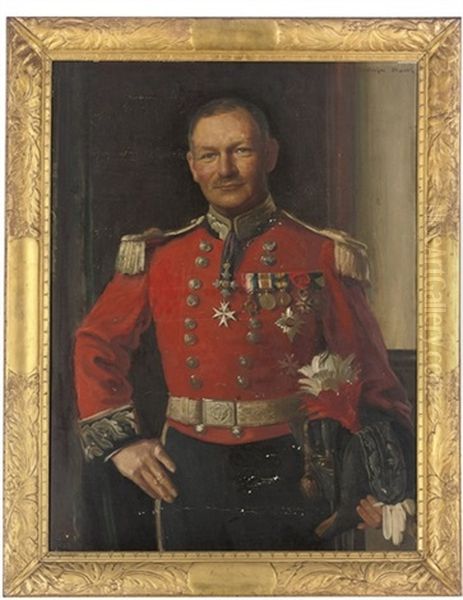 Portrait Of Deputy-lieutenant Bayley In A Full Military Uniform Oil Painting by Noel Denholm Davis