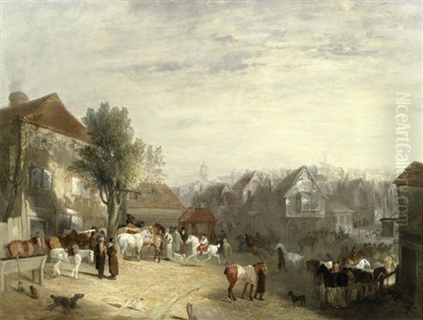 A Horse Sale At St. Albans Oil Painting by Richard Barrett Davis