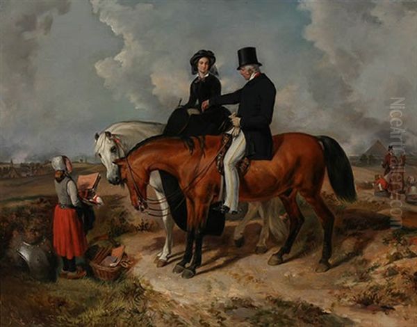 Queen Victoria And Wellington At Waterloo Oil Painting by Richard Barrett Davis