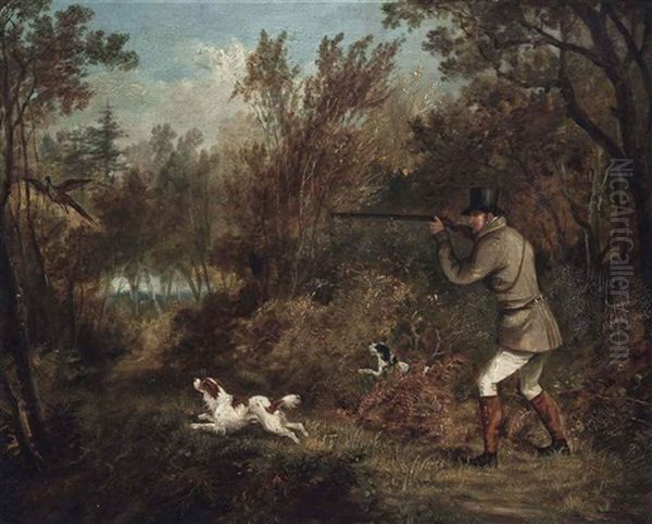 A Pheasant Shoot Oil Painting by Richard Barrett Davis