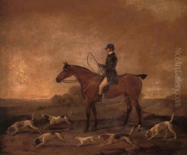 A Huntsman And Hounds In A Wooded Landscape Oil Painting by Richard Barrett Davis